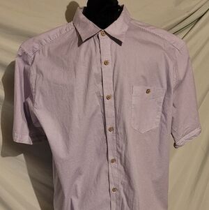 Moda Campia Men's Purple Short Sleeve Button Up Shirt, XL